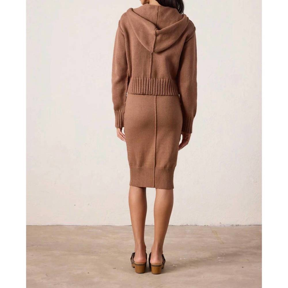 NEW NSF mills shrunken cotton zip hoodie sweater in brown - Picture 2 of 5
